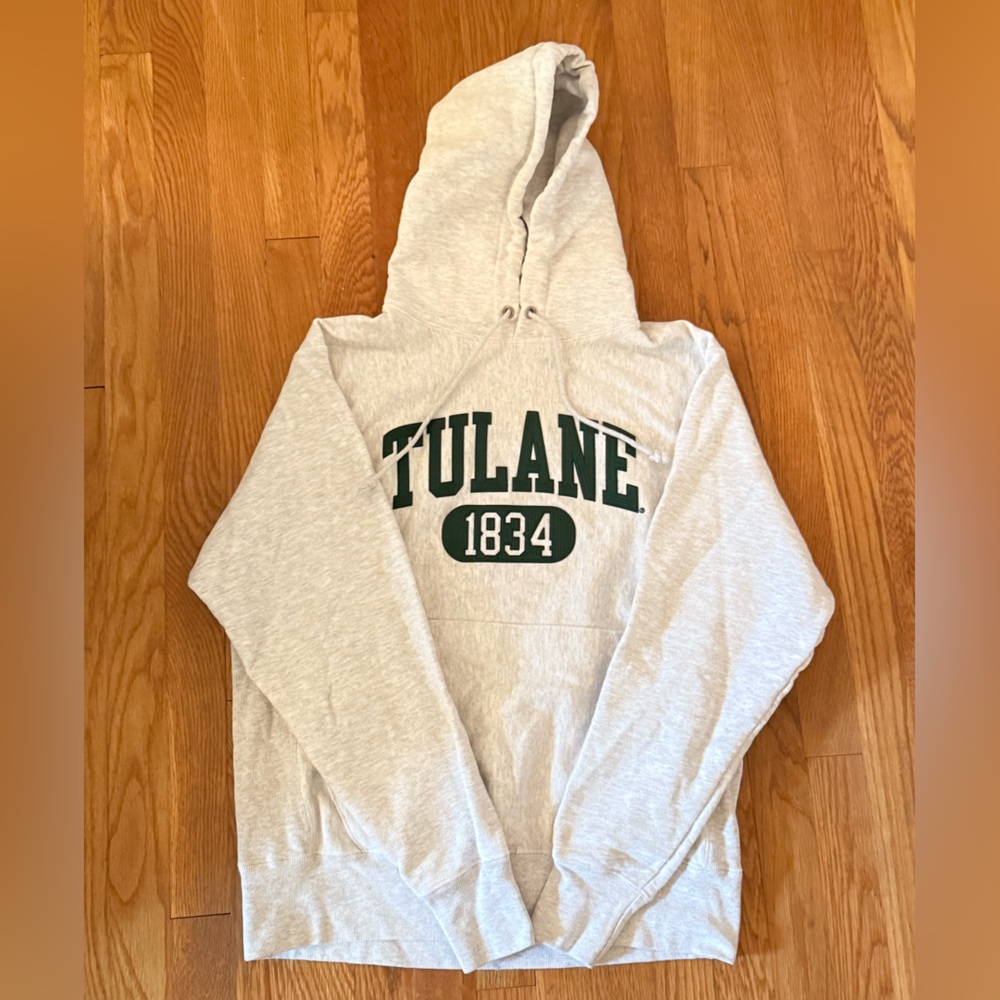 Champion Gray Hoodie with Green Print